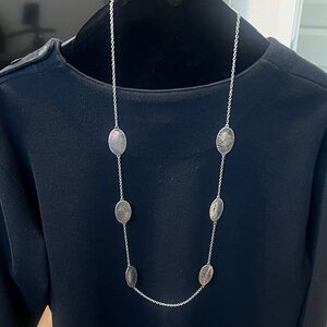 Silver-Tone Oval Station Long Necklace